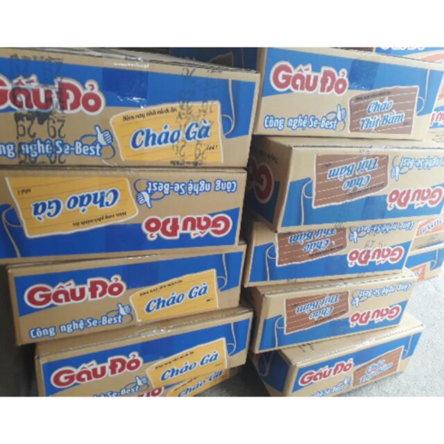 Cháo Gấu Đỏ Thùng 50 gói x 50g Vị Gà/Thịt Bằm