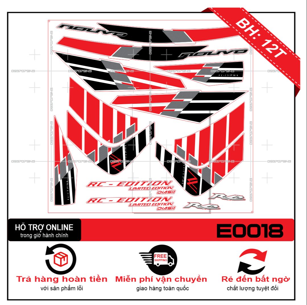 TEM XE NOUVO 5 NV SX (TEM RỜI NOUVO 5 SX) TRẮNG ĐỎ