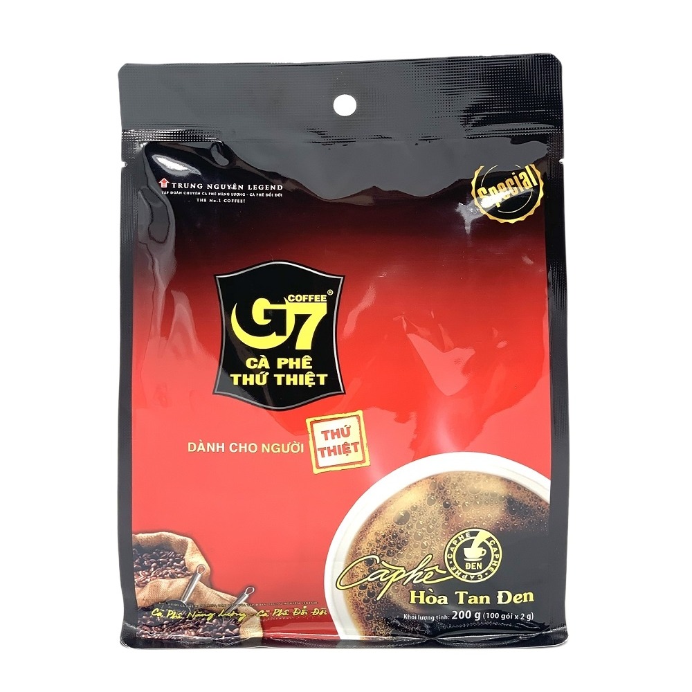 (Combo 2 Bịch) Cà phê G7 hòa tan Đen Bịch 100 gói (Không Đường Sữa) Trung Nguyên