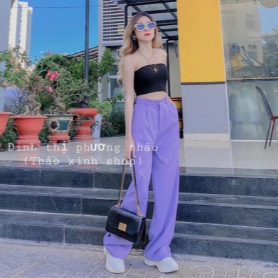[HOÀN TIỀN ĐẾN 15%]Quần ống suông màu tím khóa trước 1 khuy chất tuyết mưa cam kết hàng đúng mô tả chất lượng đảm bảo đa dạng mẫu mã màu sắc kích cỡ