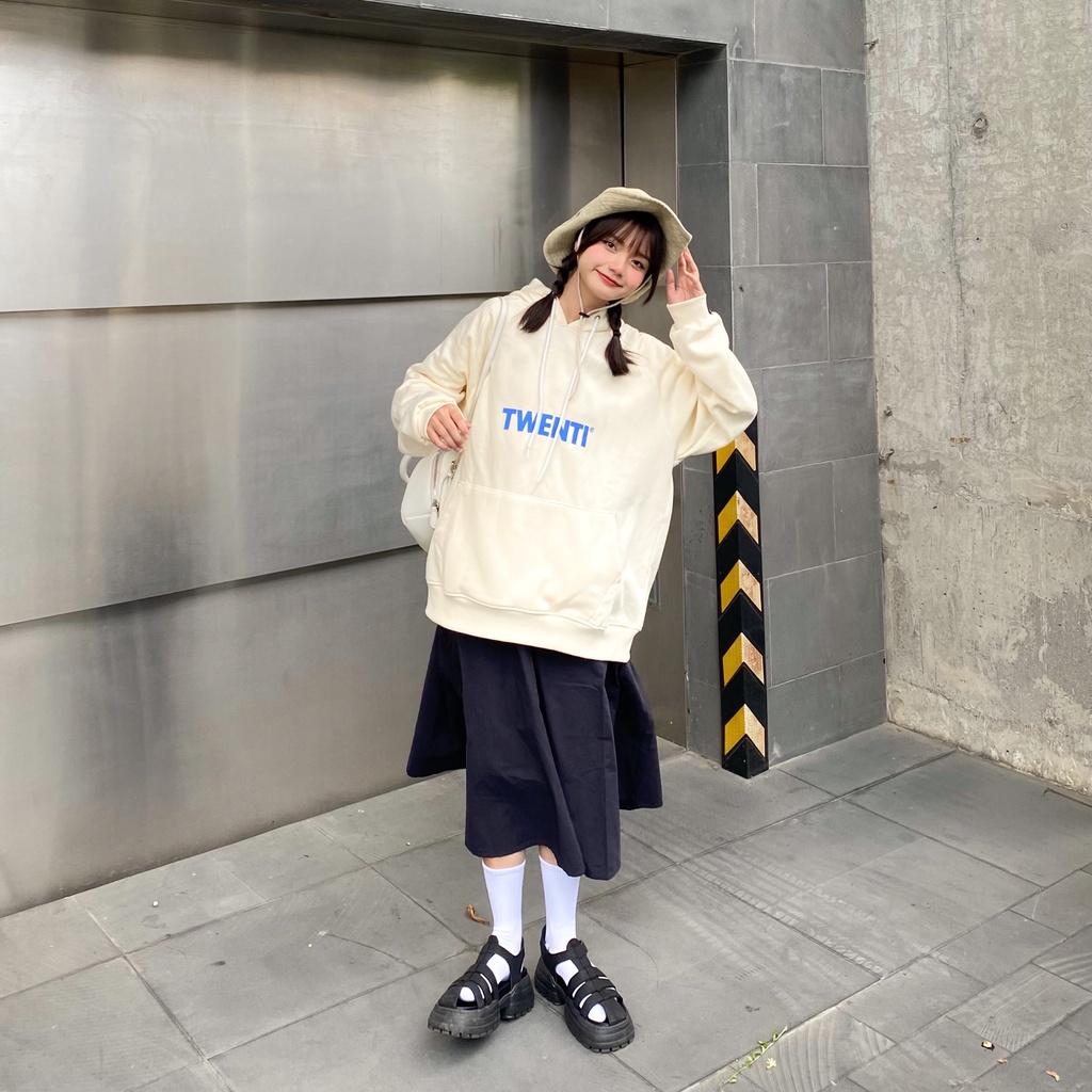 [Nhập RS0822 giảm 30k cho đơn 99k]ÁO HOODIE TWENTI NỈ COTTON TRẮNG KEM BASIC