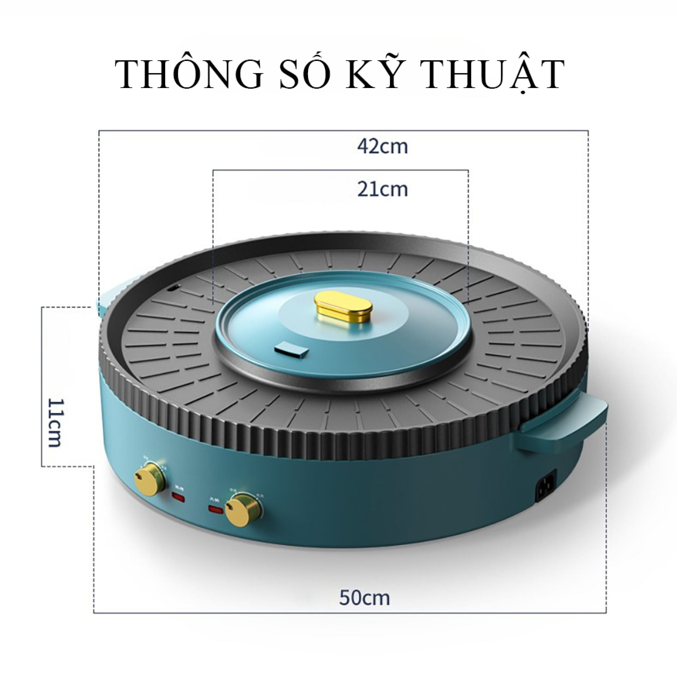 Nồi lẩu nướng đa năng 2 trong 1, bếp lẩu nướng tròn 2 ngăn với bề mặt chống dính dễ dàng vệ sinh, phù hợp từ 5 đến 7 người ăn. Bảo hành 2 năm, lỗi đổi mới trong 7 ngày đầu nhận sản phẩm.