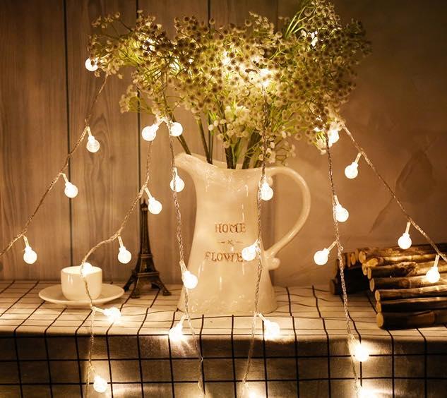 Đèn Led Bi Bọt Cherry Ball Bọt Nước Bóng Tròn 3m Chạy Pin AAA