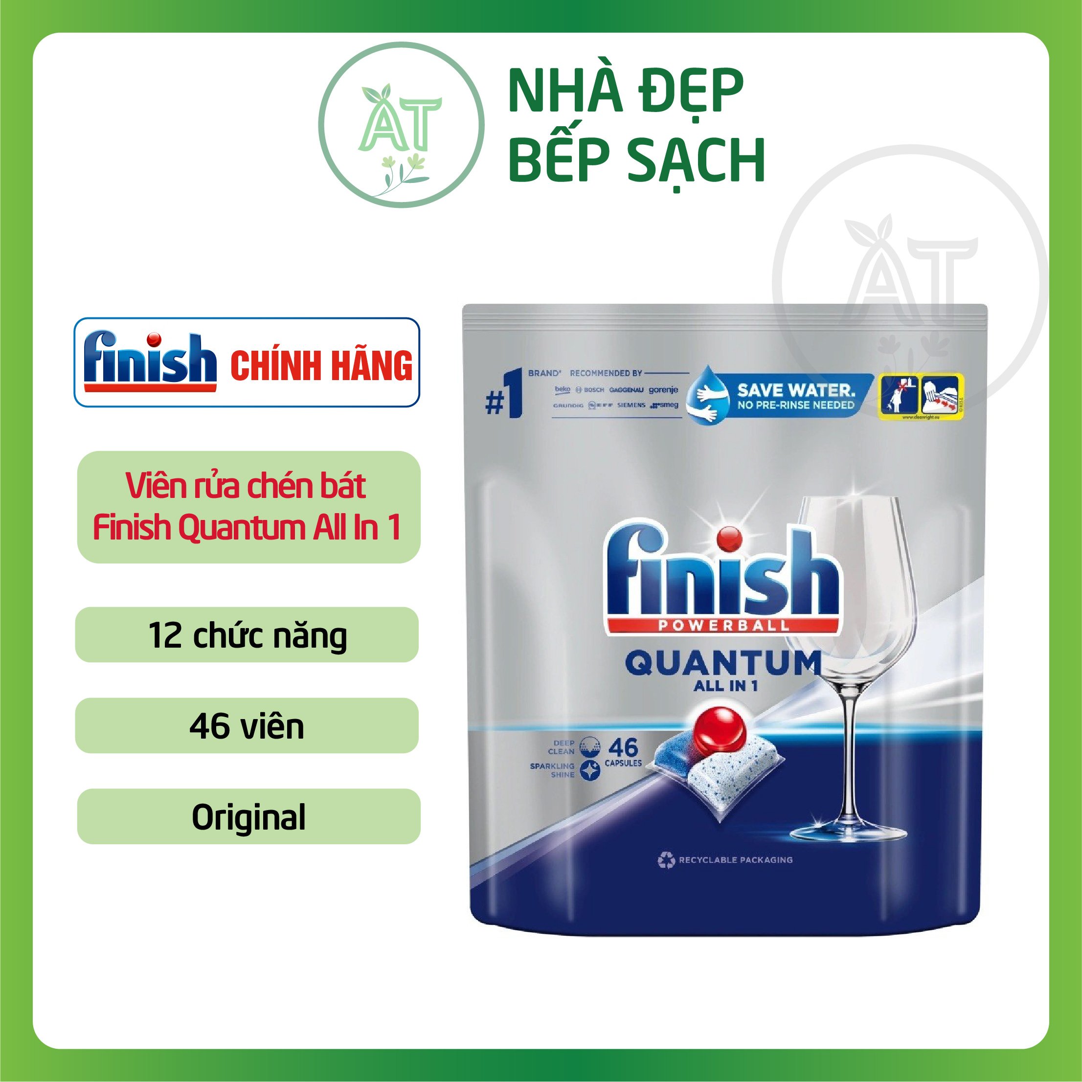 [HCM] Viên rửa Finish Quantum/ Quantum Ultimate/Ultimate Pro/ Ultimate Pro Eco 0% dùng cho máy rửa chén bát