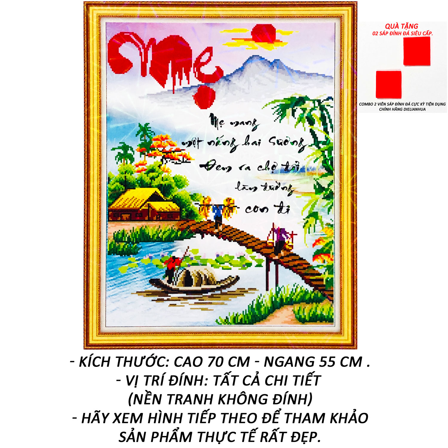 Tranh Đính Đá 5D - Mẹ Là Tất Cả Yêu Thương 28 (Kèm Quà Tặng) - Tranh Minh Hiền (TỰ ĐÍNH ĐÁ)