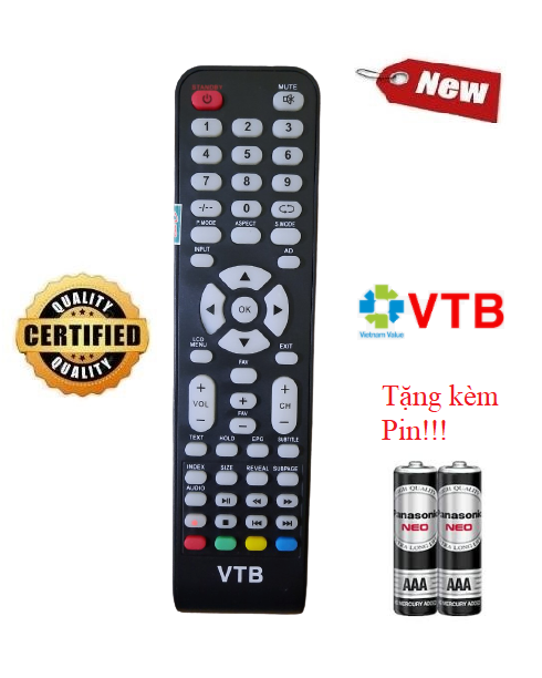 Điều khiển tivi VTB- Hàng mới chính hãng 100% Tặng kèm Pin