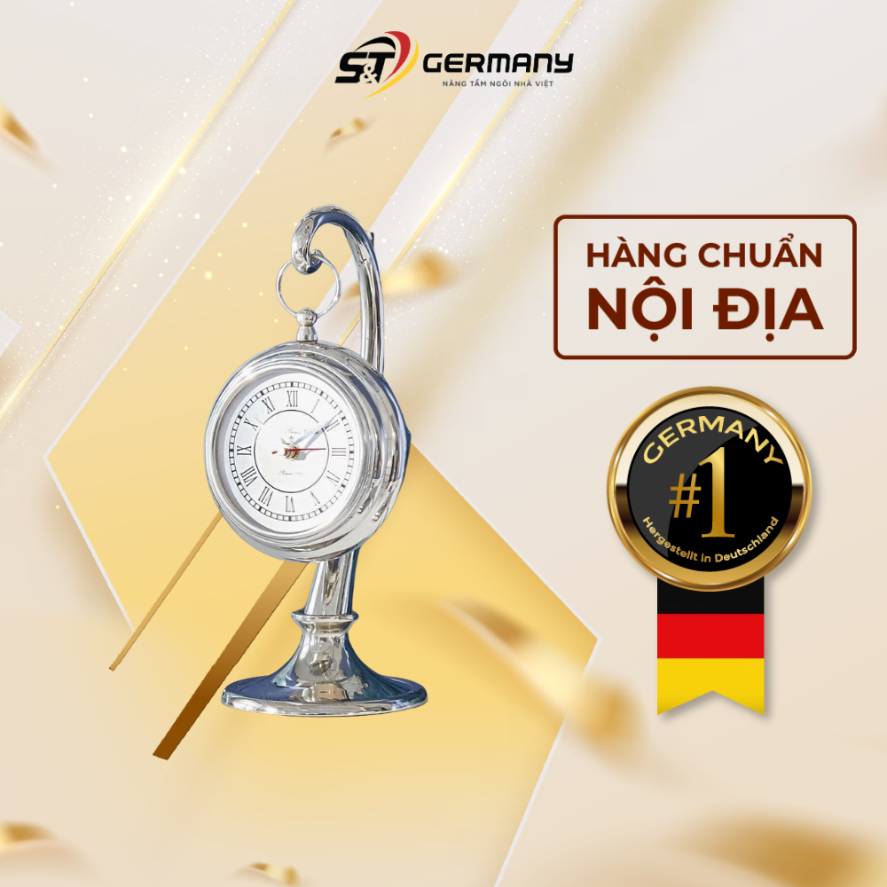 Đồng hồ để bàn giả cổ loberon nội địa đức, đồng hồ trang trí phòng khách thiết kế cổ điển germanysnt 150013