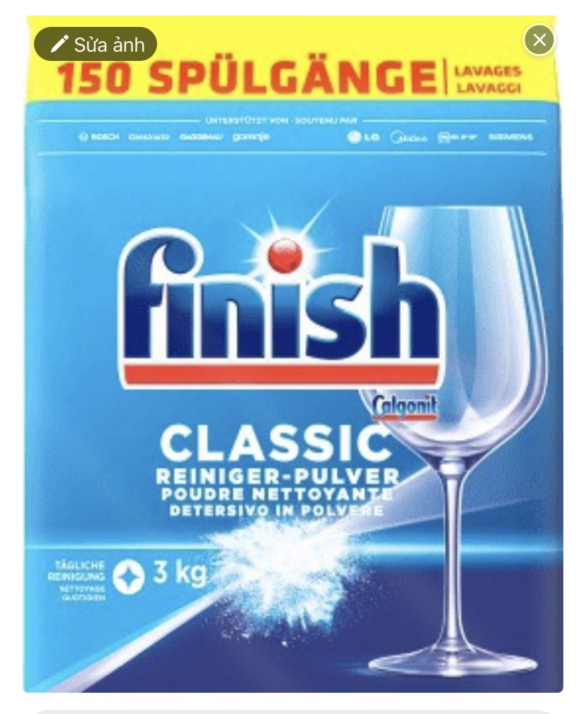 Bột rửa chén bát finish classic hương chanh 3kg - 2.5kg - 1kg chuyên dùng cho máy rửa chén bát