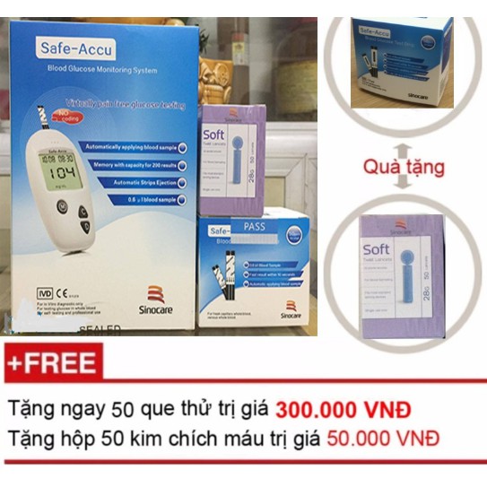 Máy Đo Đường Huyết Sinocare Safe Accu (50 Que Và 50 Kim)