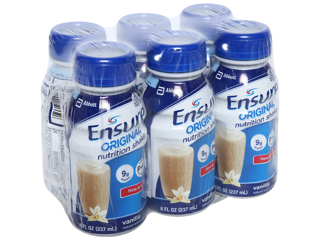 Lốc 6 chai sữa bột pha sẵn Ensure Gold Vigor & Original Vani 237ml