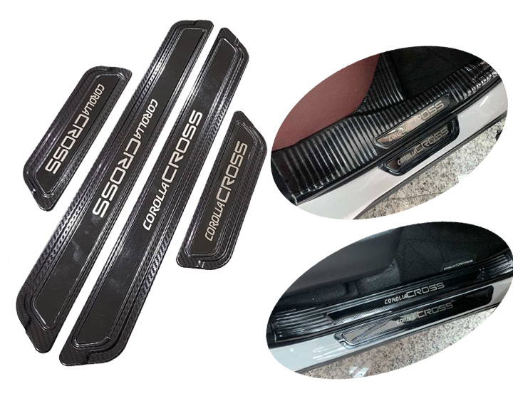 Bộ Ốp bậc cửa, Nẹp bước chân bên ngoài dành cho xe Toyota Corolla Cross 2020 – Mẫu Carbon