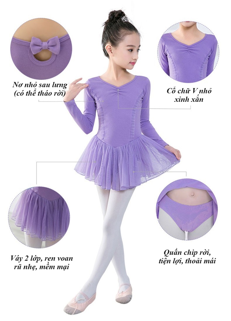 Đầm ballet liền thân đáy rời - kèm quần chip