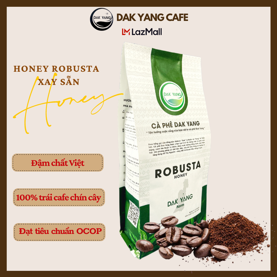 Cafe Robusta dạng bột 100% cà phê chín đỏ - Honey 500g ĐẮK YANG CAFE