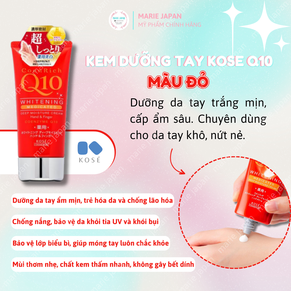 Kem Dưỡng Da Tay Q10 Mềm Mịn Kose Hand Cream Nhật Bản Tuýp 80g