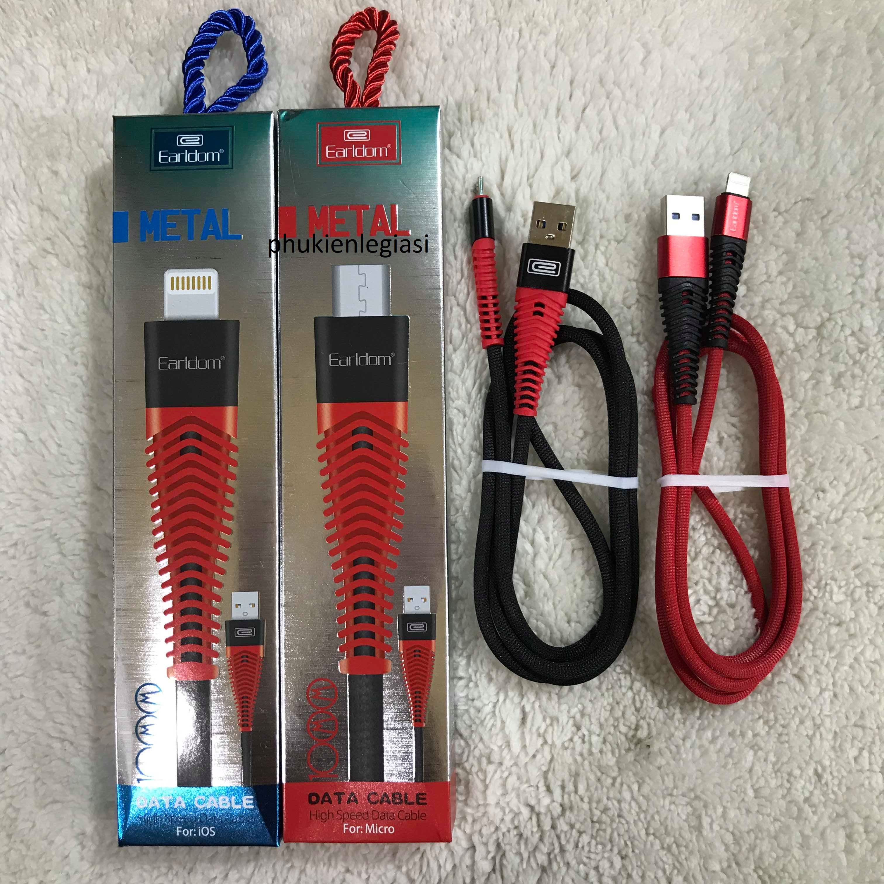 XÃ HÀNG THANH LÝ Cáp sạc IPHONE; Micro usb dây dù chống gãy Earldom EC060