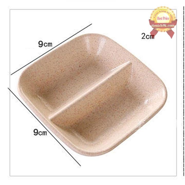Combo 2 Đĩa đựng gia vị 2 ngăn bằng lúa mạch (bát nước chấm)