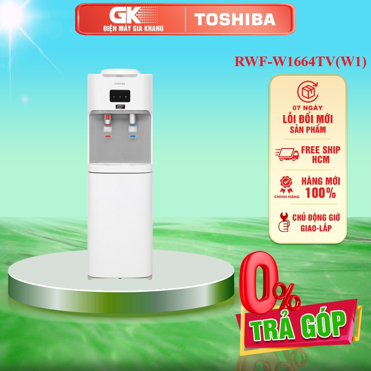 Cây nước nóng lạnh Toshiba RWF-W1664TV(W1) - Khay hứng nước Có đèn báo nóng lạnh Có khoang chứa đựng ly tách - GIAO TOÀN QUỐC - FREESHIP HCM