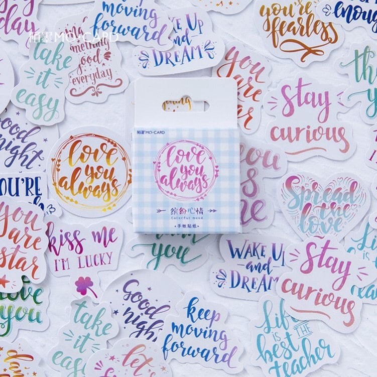 Hộp 45 sticker dán chữ tiếng anh Canarystore54