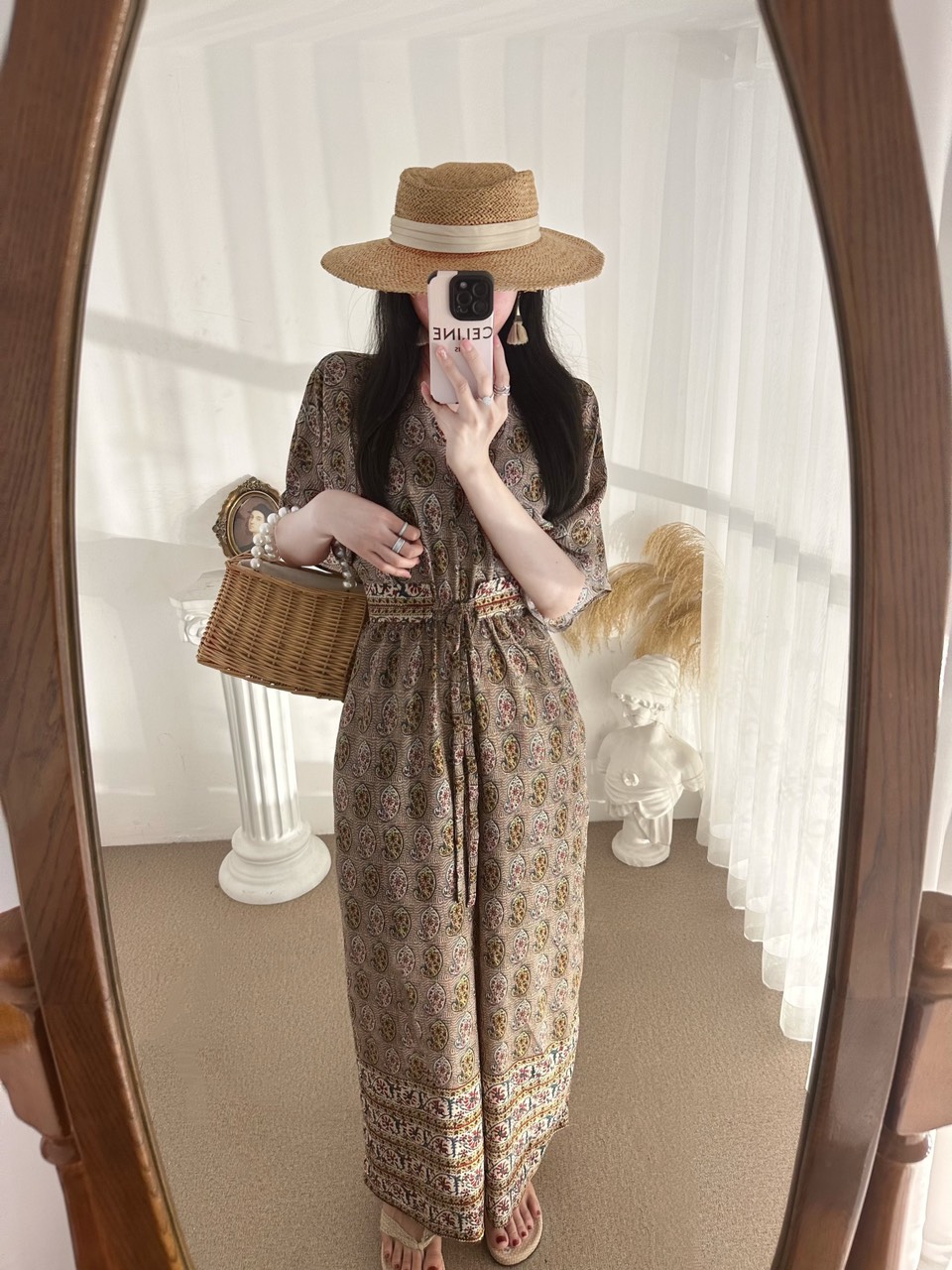 CATI Jumpsuit họa tiết kèm belt (2060)
