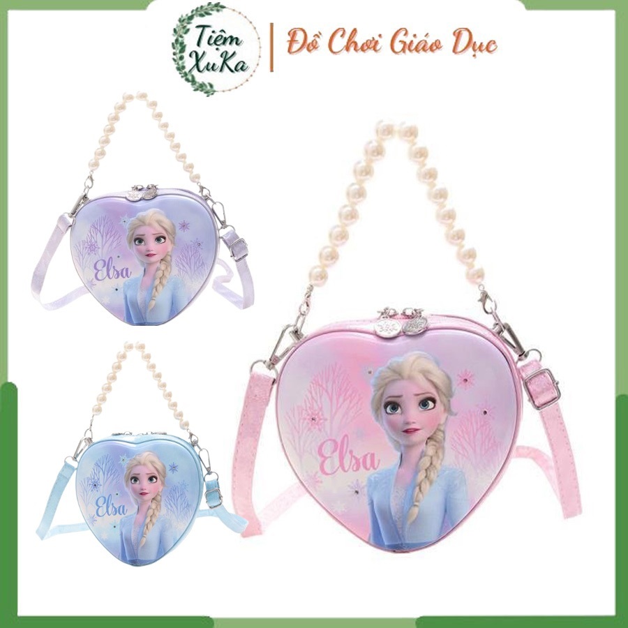 Túi đeo chéo hoạt hình elsa CÓ ĐÈN cho bé phong cách Hàn Quốc