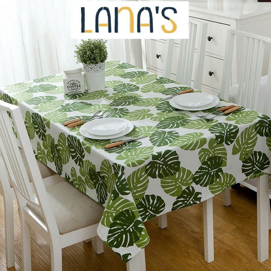 Khăn trải bàn xanh lá vải canvas handmade  - LBS