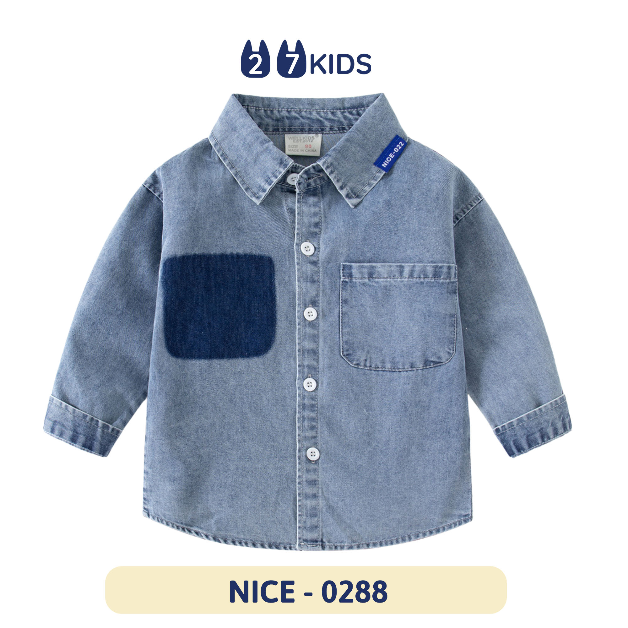 Áo sơ mi jean bé trai dài tay 27Kids WELLKIDS áo bò mềm cổ bẻ đi học nam cho trẻ từ 2-8 tuổi BLSH4