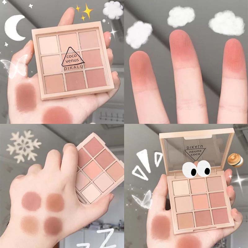 Jiugongge Eyeshadow Transparent Nine-Color Acrylic Eyeshadow Palette Pearlescent Matte Earth Color