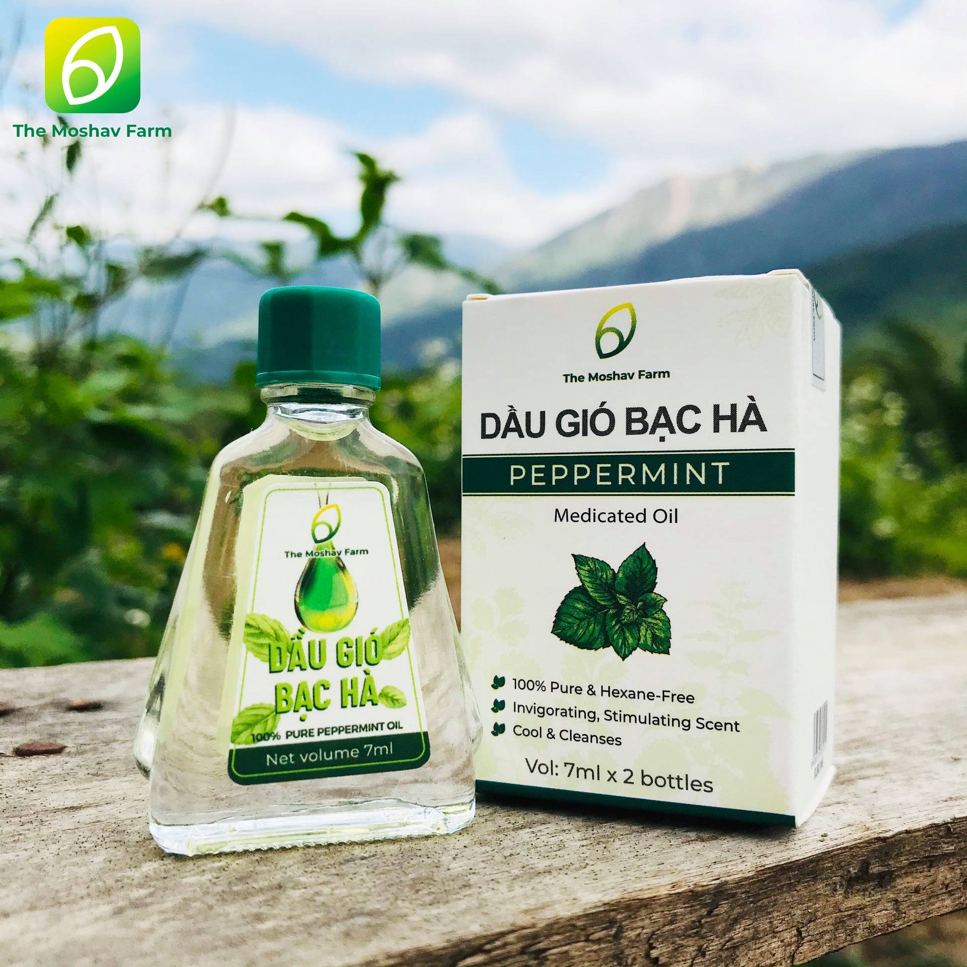 Dầu gió bạc hà The Moshav Farm (1 hộp 2 chai)