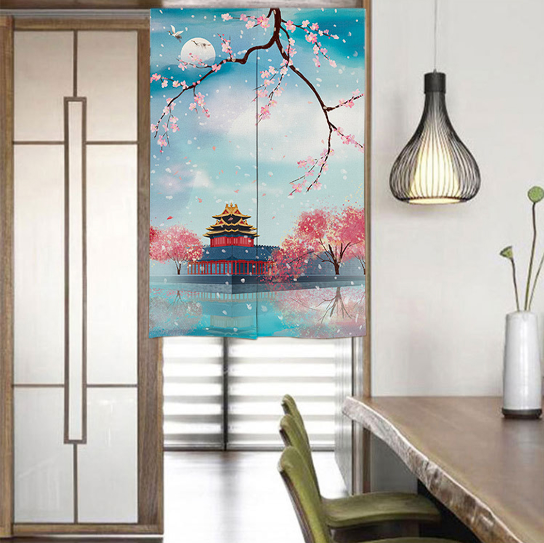 Rèm cửa 2 vạt kiểu Nhật 100x140cm (tặng kèm thanh treo)