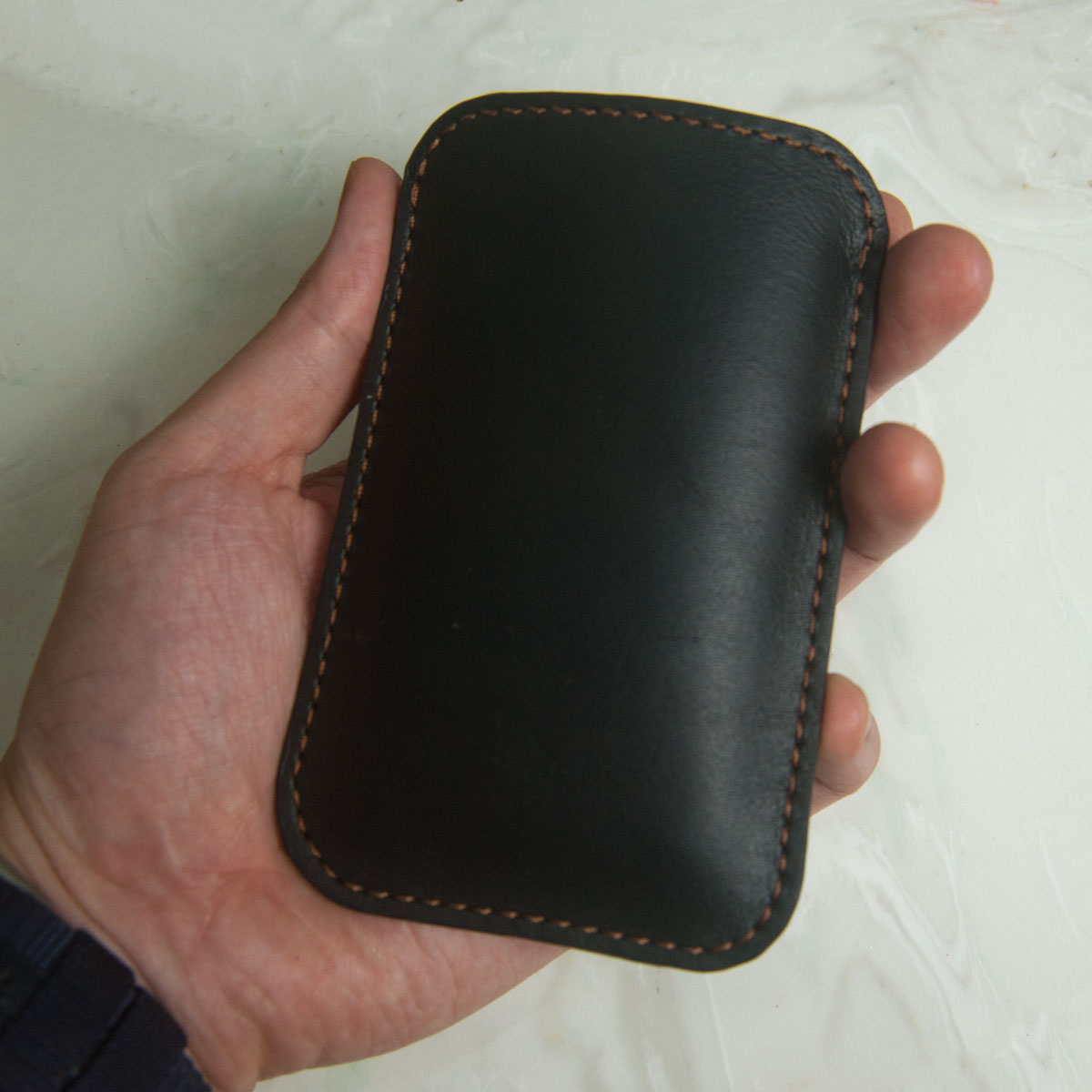 Bao da điện thoại màu đen cho Nokia E71, E72, E63, chất liệu da bò thật nhập khẩu, đồ da handmade chất