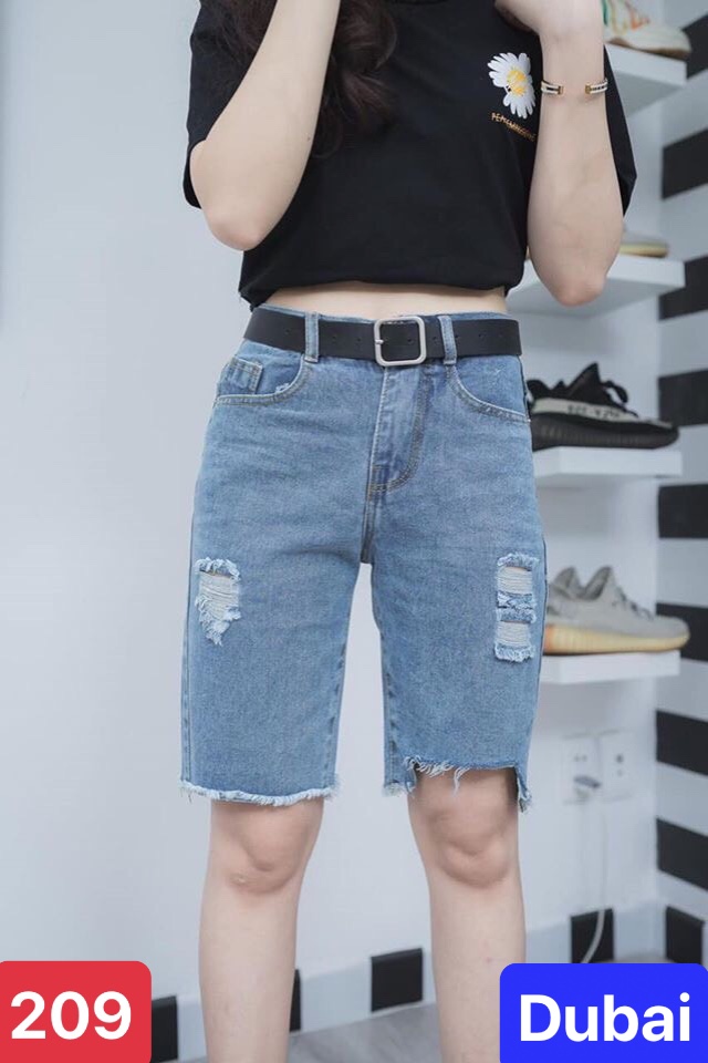 QUẦN SHORT SỌT JEAN LỬNG KIỂU NGỐ NỮ CHẤT BÒ XANH CẠP RÁCH NHẬT BẢN KYOTO LƯNG CAO NÂNG MÔNG DB-209 - DUBAI FASHION