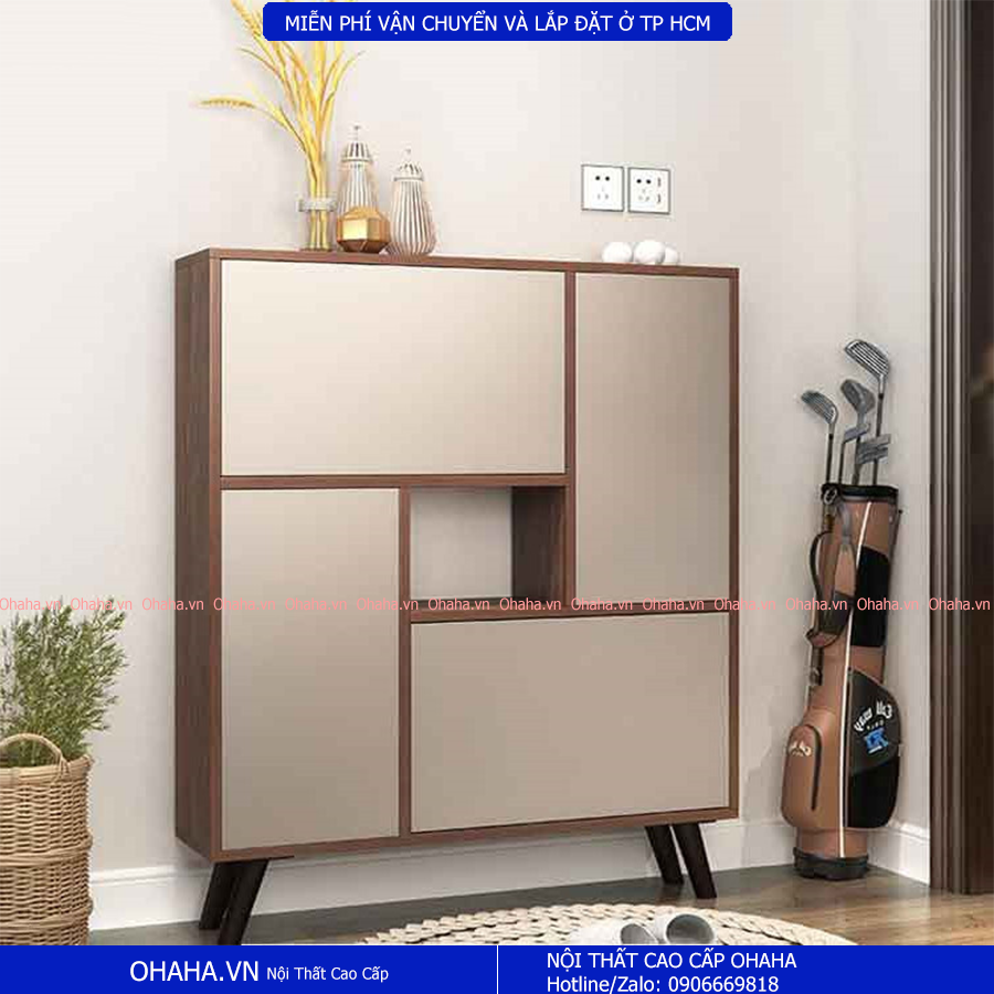 [ Freeship HCM ] [Có ảnh thực tế]  TỦ GIÀY GỖ CAO CẤP SQUARE 01 OHAHA - SQ01