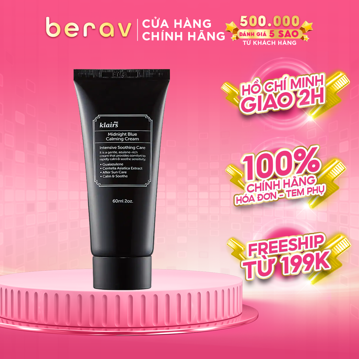 Kem Dưỡng Dear Klairs Phục Hồi Da sau Mụn Midnight Blue Calming Cream 60ml