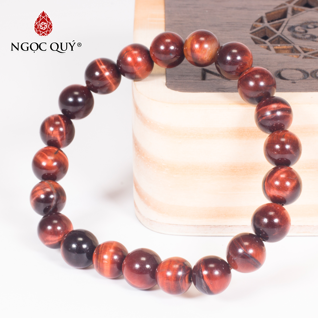 Vòng tay đá mắt hổ nâu đỏ mệnh hỏa,thổ - Ngọc Quý Gemstones