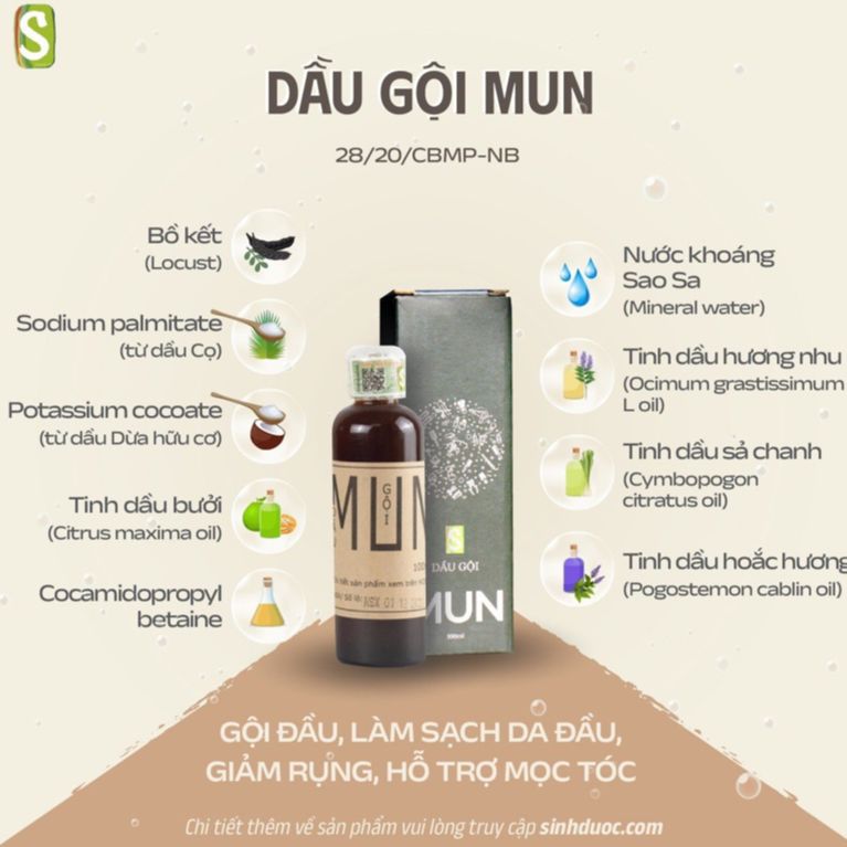 Dầu Gội Đầu MUN 100ml HTX Sinh Dược