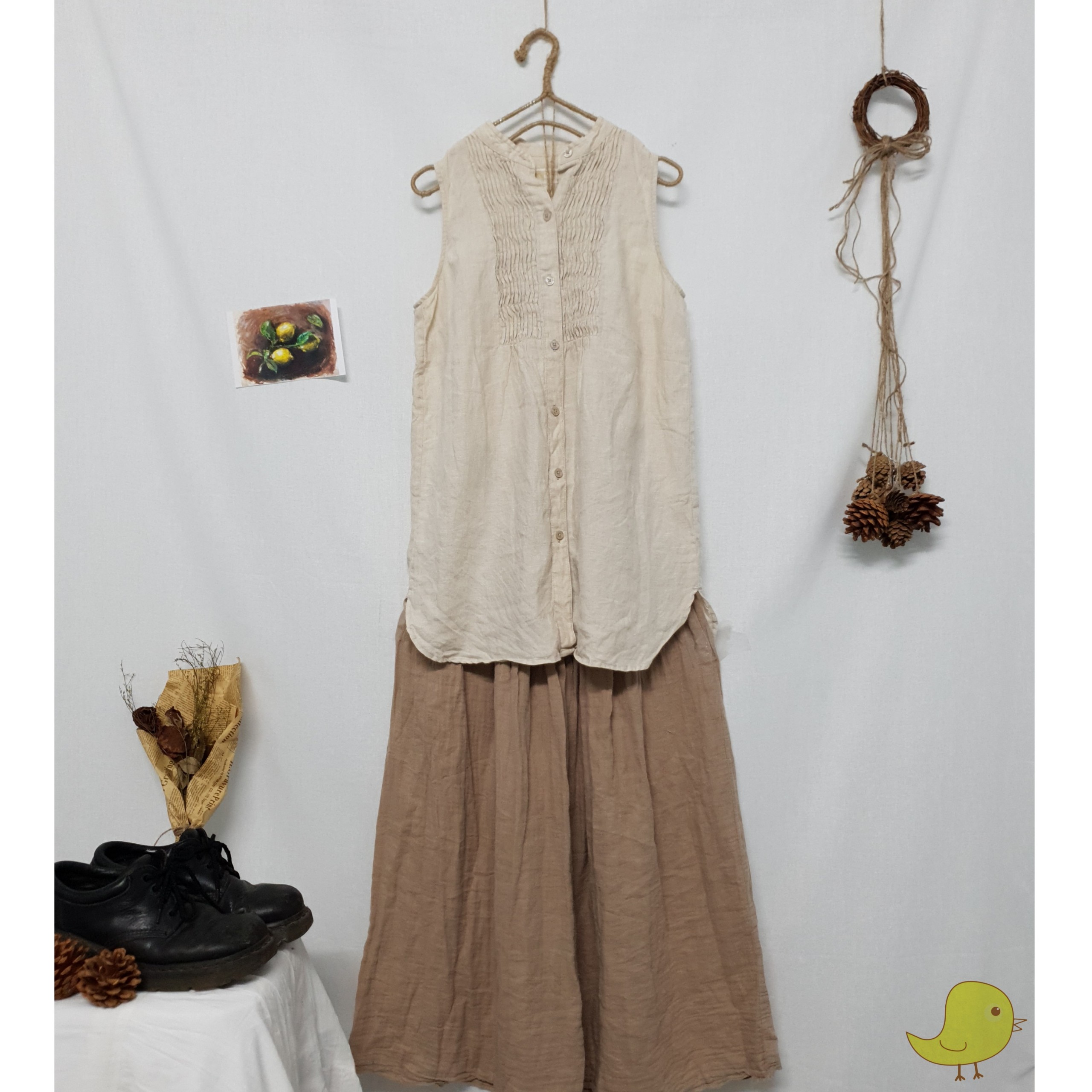 Áo linen cổ tàu