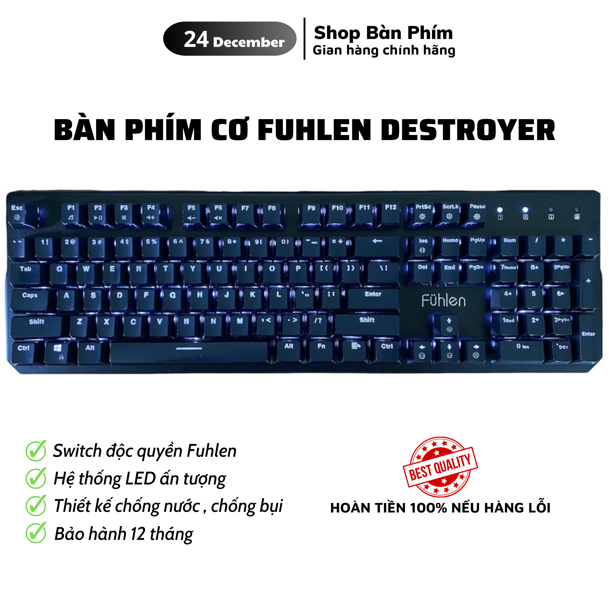 Bàn phím cơ Fuhlen Subverter RGB | Chính hãng bảo hành 24 tháng