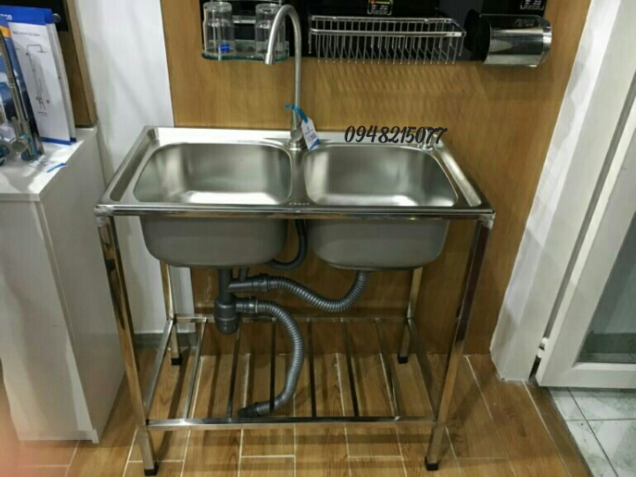 Chậu rửa chén inox 304, 2 hộc 78cm x 43cmx cao78