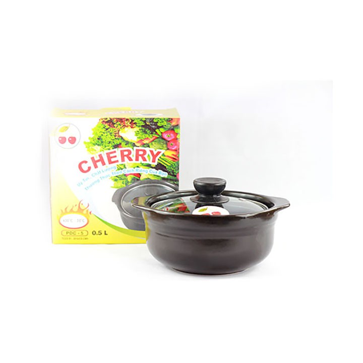 Nồi đất nắp kiếng 0.5 lít