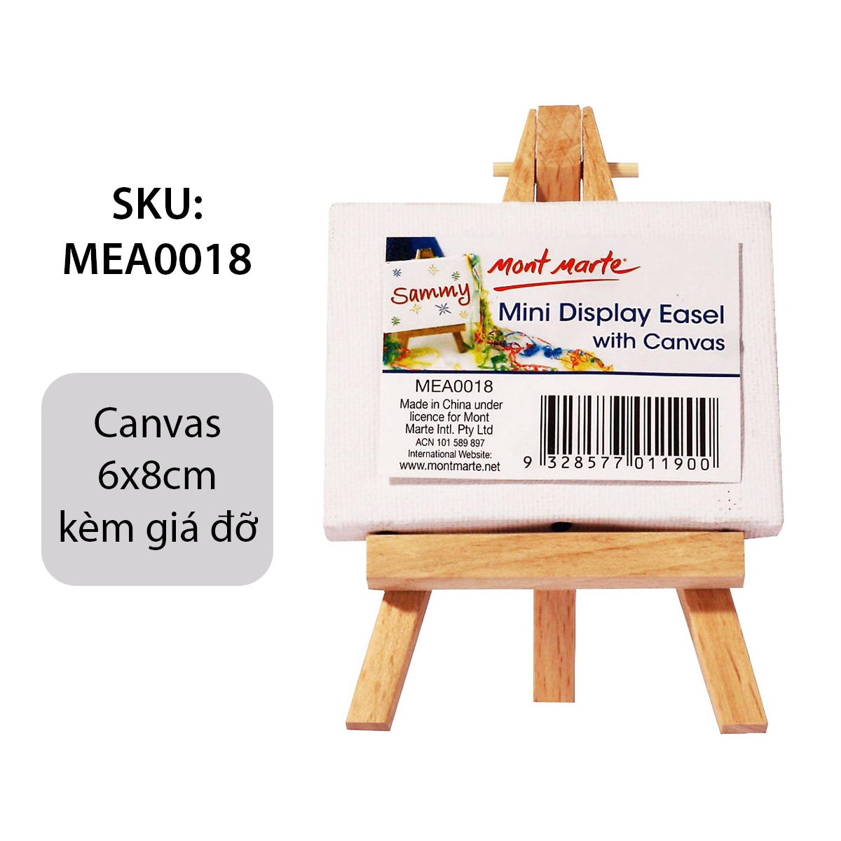 Khung canvas mini 6x8cm mont marte kèm giá đỡ - mini display easel with canvas signature 6x8cm - mea0018