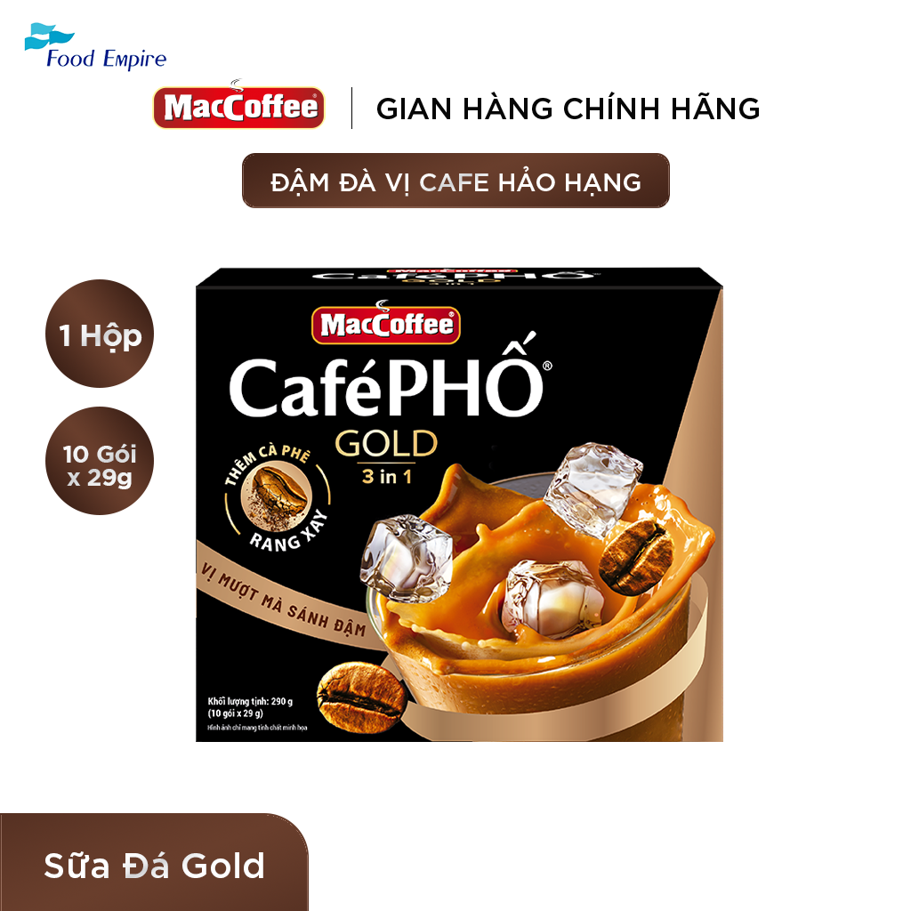 Hộp cà phê Phố sữa đá GOLD - MacCoffee (hộp 10 gói x 28g)