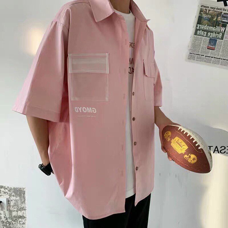 Áo sơ mi nữ lụa mango Unisex tay lỡ phối túi trong cực hot