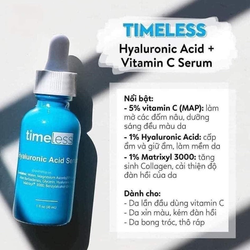 Serum Timeless Hyaluronic Acid + Vitamin C Làm Snags Đã - Giữ Ẩm + Cấp Nước Cho mọi làn da | Lazada.vn