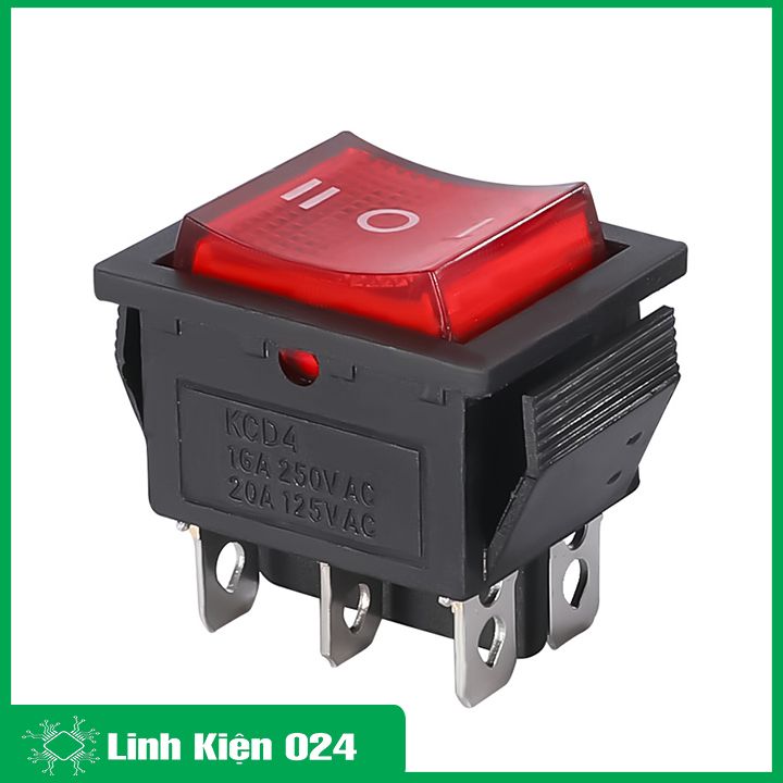 Công tắc bập bênh KCD4 6 chân(6P) 3 chế độ có đèn