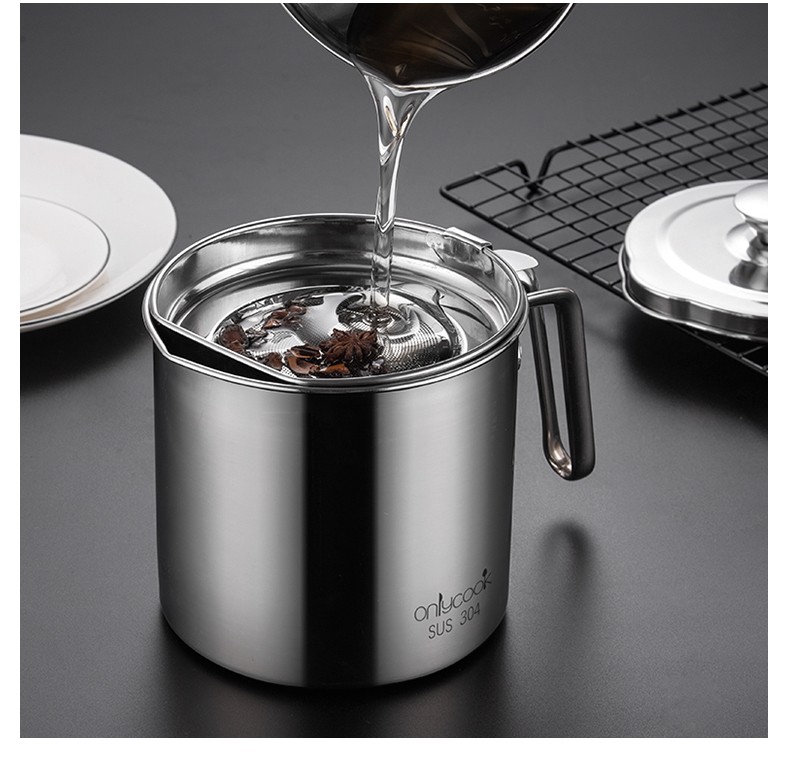 Ca lọc dầu và tạp chất cao cấp - ca lọc dầu ăn inox làm bằng inox sus 304 cao cấp không gỉ, sáng bóng