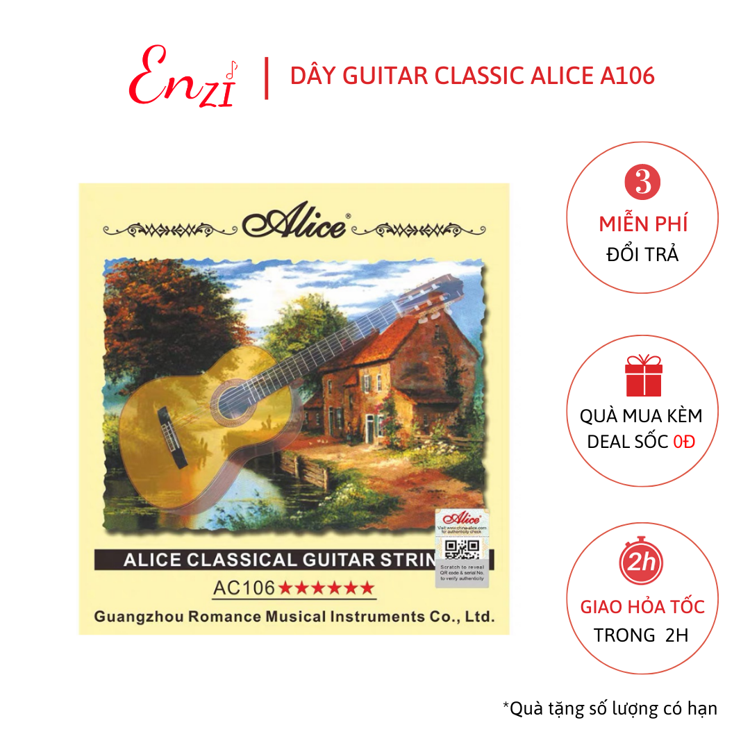 Dây đàn guitar classic Alice A106 chính hãng dây nilon cho đàn ghi ta cổ điển Enzi