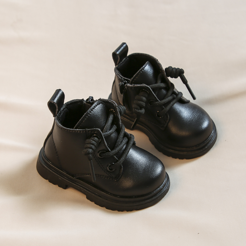 Boot cho bé- boot da trơn cho bé size tập đi đế mềm lót lông 2 lớp phong cách hàn quốc cho bé trai bé gái