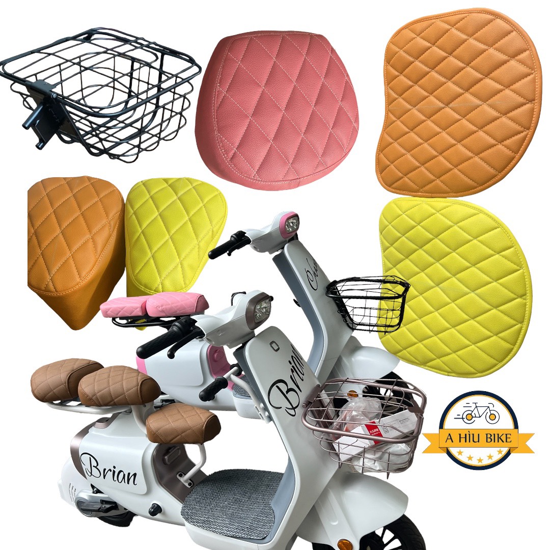 Xe điện vc - combo phụ kiện vc sơn theo màu - giỏ vc + thảm vc + ghế sau vc + yên chính vc + ghế em bé vc
