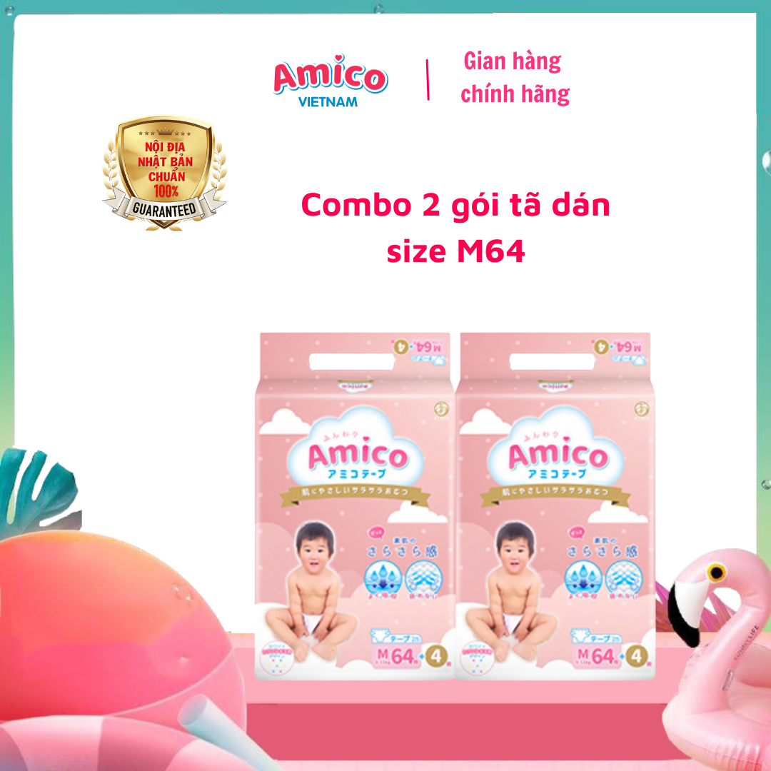 Tã dán Amico M64+4 miếng (dành cho bé 6 - 11kg)