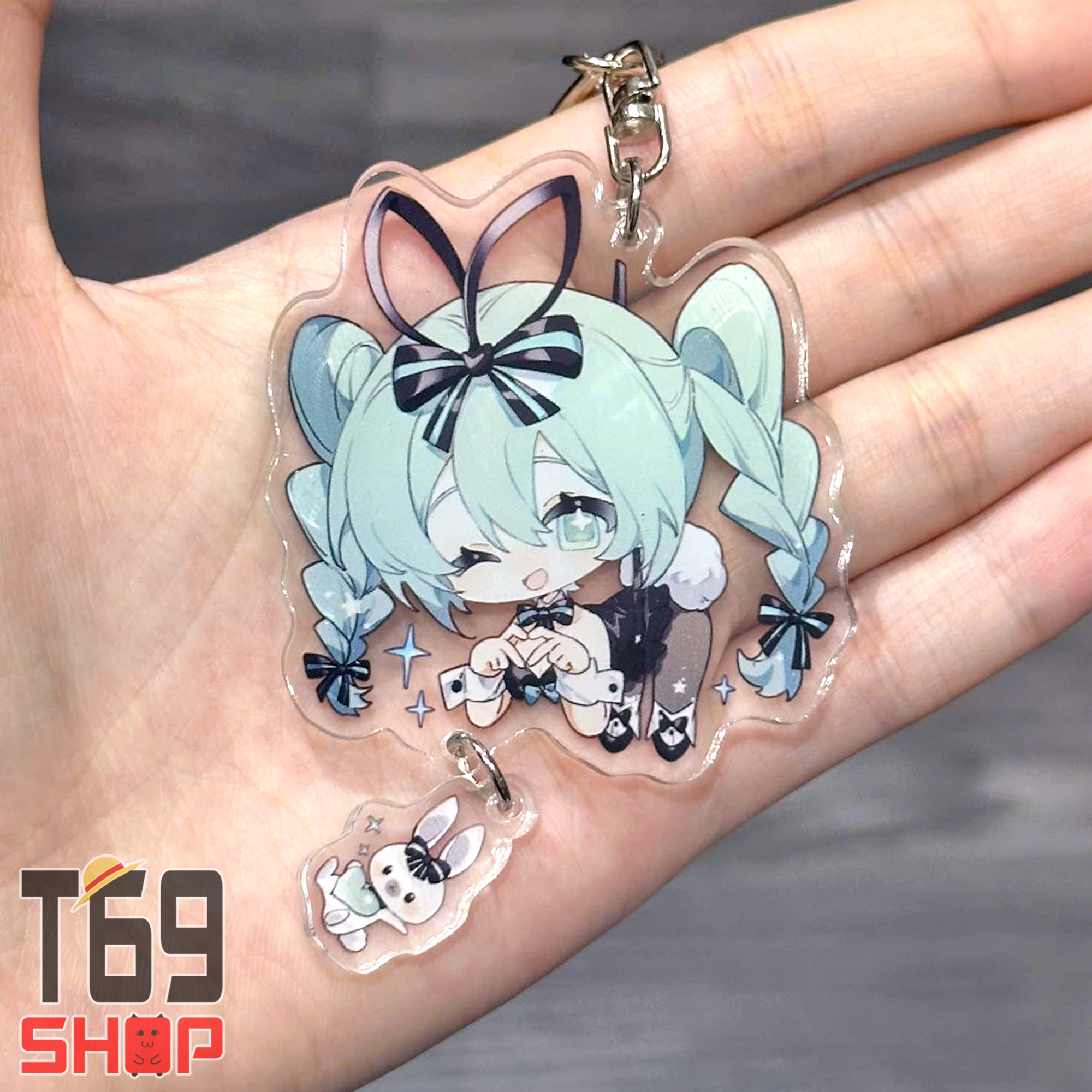 [8 mẫu] Móc khóa mica Hatsune Miku - Cute ver 1 (Loại cao cấp - Hình in ép giữa 2 mặt mica) [T69 Shop]